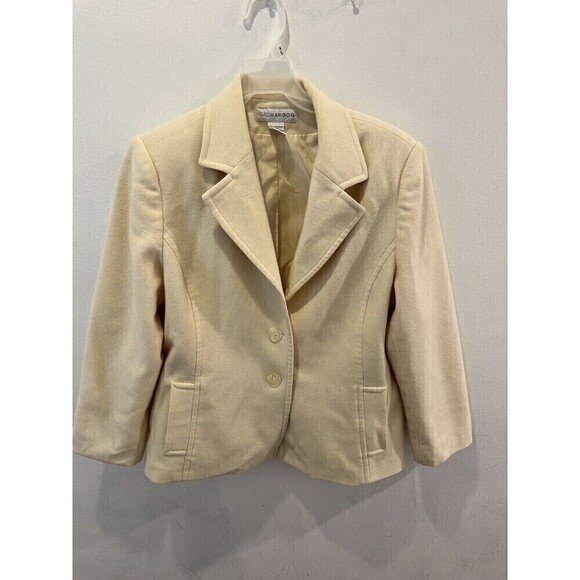 SAG HARBOR 100% Wool Blazer Business Jacket Boss Women's Ivory Size 16 - Picture 1 of 8